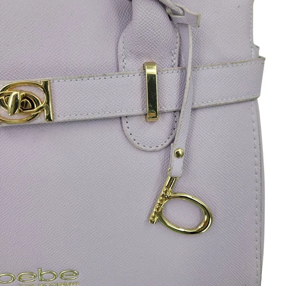 Bebe Womens Vegan Evie Satchel Bag Lilac Pastel Purple Faux‎ Leather Top Handle